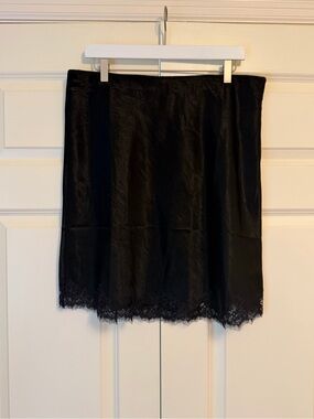 J. Crew Black Lace-Hem Mini Slip Skirt